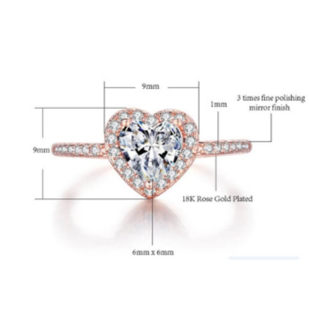 Heart Ring 18K Rose Gold Plated - Picture 5 of 10